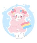  &lt;3 2019 accessory anthro biped blush bovid caprine domestic_sheep eyes_closed female front_view fur hair_accessory hair_bow hair_ribbon happy hi_res lgbt_pride mammal my_sweet_piano onegai_my_melody pansexual_pride_colors pink_body pink_fur pink_wool pride_colors ribbons sanrio semi-anthro sheep sheepiescribblz smile solo standing wool_(fur) yellow_nose 