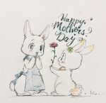  2020 :3 apron blush chest_tuft chima chima&#039;s_mother clothing clover clover&#039;s_mother colored_pencil_(artwork) daughter daww domestic_rabbit duo english_text female feral flower fur happy happy_happy_clover hi_res holidays lagomorph leporid long_ears mammal mother mother&#039;s_day mother_and_child mother_and_daughter official_art oryctolagus parent parent_and_child plant rabbit rose_(flower) sayuri_tatsuyama shamrock sketch smile standing text traditional_media_(artwork) tuft white_body white_fur 