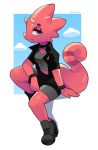  2020 animal_crossing anthro beelzbat biped breasts chameleon clothed clothing crossgender eyelashes female fingers flick_(animal_crossing) footwear gender_symbol hi_res horn lizard looking_at_viewer nintendo non-mammal_breasts red_body red_skin reptile scalie shoes solo symbol tomboy trans_(lore) trans_man_(lore) video_games ⚧ 