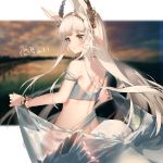  1girl animal_ears arknights bare_arms bare_shoulders brown_eyes commentary cowboy_shot highres ling_mou long_hair platinum_(arknights) silver_hair solo 