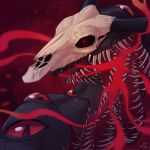  1:1 ambiguous_gender digital_media_(artwork) hi_res horn necroizu open_mouth red_eyes simple_background solo teeth 