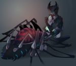  absurd_res arachnid arachnid_taur arthropod arthropod_taur digital_media_(artwork) duo hi_res hug hybrid necroizu nude simple_background smile spider spider_taur taur 