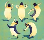  2018 ambiguous_gender avian beak biped bird black_body black_feathers dancing emperor_penguin feathers feral green_background ka92 multiple_poses penguin pose simple_background standing white_body white_feathers 
