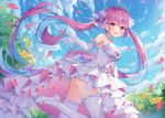  hokori_sakuni hololive long_hair minato_aqua nopan pink_eyes pink_hair thighhighs twintails wedding_attire 