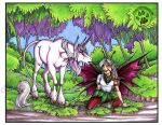  cybercat duo equid equine fairy female female/female forest horn humanoid jungle magic mammal nature tree unicorn water wings 