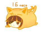  1girl alternate_costume animal_costume bangs blush_stickers braid braided_ponytail brown_hair closed_mouth commentary_request eyepatch girls_frontline lying m16a1_(girls_frontline) mole mole_under_eye multicolored_hair orange_hair scar scar_across_eye simple_background solo streaked_hair white_background xanax025 