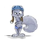  anthro aviator_cap aviator_goggles bangs bottomwear clothed clothing eri_(breadofbitterness) fluffy fluffy_tail fur grey_body grey_fur hotpants jay_ward_productions looking_at_viewer low_res male mammal navel pubes rocket_j._squirrel rocky_and_bullwinkle rodent sciurid shorts simple_background solo topless topless_male 