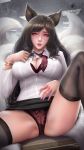  ahri animal_ears bra cleavage kaze_no_gyouja league_of_legends pantsu pussy see_through tail thighhighs 