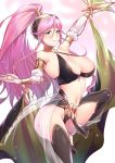  1girl ameno_(a_meno0) bad_anatomy bad_proportions braid breasts cleavage closed_mouth dancer fire_emblem fire_emblem_awakening fire_emblem_heroes hairband holding large_breasts long_hair olivia_(fire_emblem) pink_eyes pink_hair ponytail smile solo twin_braids 