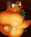  2020 absurd_res anthro anus backsack balls bowser bowser_day butt digital_media_(artwork) genitals hair hi_res horn koopa male mario_bros muscular muscular_anthro muscular_male musk nintendo nude reptile scalie simple_background solo spikes steam sylvanedadeer video_games 