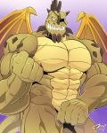  5_fingers abs activision anthro claws dragon eye_patch eyewear fingers gunnar_(spyro) hi_res horn male membrane_(anatomy) membranous_wings muscular muscular_anthro muscular_male nude pecs scales sharp_teeth solo spikes spyro_reignited_trilogy spyro_the_dragon teeth thymilph video_games wings 