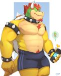  absurd_res anthro armband body_hair bottomwear bowser bracelet chest_hair cilok claws clothed clothing collar eyebrows eyewear facial_hair glasses goatee hair hi_res holding_object holding_phone human jewelry koopa looking_at_viewer luigi male mammal mario_bros mustache nintendo pecs phone pubes_exposed red_eyes red_hair reptile scalie shell shorts smile solo spiked_armband spiked_bracelet spiked_collar spiked_shell spikes spikes_(anatomy) teeth_showing thick_eyebrows topless topless_male video_games yellow_body 