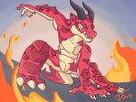  4:3 anthro brawlhalla dragon fire jowo male ragnir_(brawlhalla) scalie solo 