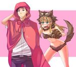  1girl animal_ears b-gata_h-kei bad_id bad_pixiv_id big_bad_wolf big_bad_wolf_(cosplay) big_bad_wolf_(grimm) cosplay grimm's_fairy_tales hood ishiwari kosuda_takashi little_red_riding_hood little_red_riding_hood_(grimm) little_red_riding_hood_(grimm)_(cosplay) parody tail wolf_ears wolf_tail yamada_(b-gata_h-kei) 