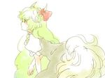  ex-keine green_hair horn_ribbon horns kamishirasawa_keine long_hair meeko ribbon sketch solo tail touhou 
