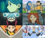  blue_hair fake_screenshot female handshake ichinose_kazuya inazuma_eleven inazuma_eleven_(series) kino_aki long_hair maquia otonashi_haruna pink_hair raimon_natsumi sumeragi_maki sweat uniform urabe_rika urubida yagami_reina zaizen_touko 