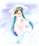  barefoot dress duplicate hat hatsune_miku long_hair luna_lia solo sundress twintails vocaloid 