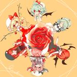  alternate_wings circle_formation flandre_scarlet flower hong_meiling izayoi_sakuya koakuma multiple_girls patchouli_knowledge red_flower red_rose remilia_scarlet rose saya_(sayaya) touhou wings 