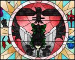  bad_id bad_pixiv_id dual_persona faux_traditional_media highres kaenbyou_rin kaenbyou_rin_(cat) komeiji_koishi komeiji_satori koutyousan multiple_girls reiuji_utsuho stained_glass touhou 