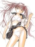  bad_id bad_pixiv_id bra copyright_request hitori_(htr_t) lingerie long_hair navel open_clothes open_shirt panties shirt sketch skirt skirt_lift solo twintails underwear very_long_hair 