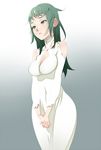  bad_id bad_pixiv_id blush breasts cleavage dress gradient gradient_background green_eyes green_hair hands_clasped hips large_breasts long_hair mono own_hands_together shadow_of_the_colossus solo standing tensugi_takashi wide_hips 