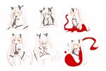  albino bad_id bad_pixiv_id bow chibi child frills ganesagi hair_bow hair_ribbon hood hoodie long_hair long_sleeves original red_eyes ribbon skirt sleeping thighhighs twintails very_long_hair white_hair white_legwear yawning zettai_ryouiki 