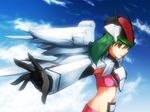  cloud cosplay day green_hair macross macross_frontier macross_frontier:_itsuwari_no_utahime mecha mecha_musume natuki_touji ranka_lee solo vf-25 vf-25_(cosplay) 