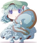  backpack bad_id bad_pixiv_id bag blue_eyes blue_hair doromizu hair_bobbles hair_ornament hat kawashiro_nitori kemonomimi_mode short_hair solo squirrel_tail tail tail_hug touhou twintails two_side_up 