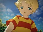  anime_coloring blonde_hair blue_eyes face flower lucas male_focus mother_(game) mother_3 senntakuya solo sunflower 