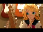  3d blonde_hair guitar instrument kagamine_rin project_diva project_diva_(series) solo vocaloid 