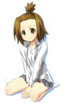  alternate_hairstyle bad_id bad_pixiv_id brown_eyes brown_hair forehead high_ponytail k-on! kneeling school_uniform short_hair solo tainaka_ritsu umekichi 