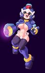  aile breasts girutaabo large_breasts maebari model_x nipple_slip nipples open_clothes open_shirt revealing_clothes rockman rockman_zx shirt solo thighhighs 