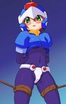  aile artist_request bdsm black_bodysuit bodysuit bondage bound model_x rockman rockman_zx solo spandex 