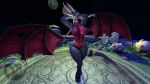  16:9 3d_(artwork) activision anthro big_breasts breasts claws cynder digital_media_(artwork) dragon female green_eyes hands_behind_head hi_res horn looking_at_viewer membrane_(anatomy) membranous_wings moon open_mouth outside pose reikuyin scalie seductive solo spyro_the_dragon standing teeth thick_thighs video_games wide_hips widescreen wings 