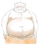  2012 anthro barely_visible_genitalia barely_visible_penis belly blush clothing genitals ibuki_haruno kemono male mammal moobs nipples overweight overweight_anthro overweight_male penis simple_background solo suid suina sus_(pig) underwear undressing white_background wild_boar 