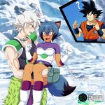  1:1 2020 ? absurd_res anthro armor black_body black_fur black_hair black_nose blue_body blue_eyes blue_fur blue_hair blush boots brand_new_animal breasts brown_body brown_fur canid canine capsule_corp carrying clothed clothing crossover dragon_ball facial_markings female fluffy fluffy_tail footwear fur gloves goku grey_hair hair handwear head_markings hi_res male mammal markings mask_(marking) michiru_kagemori multicolored_body multicolored_fur multicolored_hair open_mouth raccoon_dog romadx saiyan scar shirou_ogami studio_trigger tanuki white_hair 