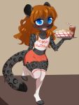  3:4 anthro beverage blush bulge claralaine english_text felid femboy_hooters food girly leopard male mammal pantherine solo text wide_hips young 