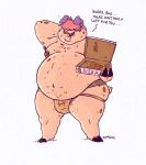  2020 anthro belly clothing domestic_pig english_text garfoffinland hi_res jockstrap male mammal moobs nipples overweight overweight_anthro overweight_male simple_background solo suid suina sus_(pig) text underwear white_background 