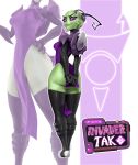  alien alien_humanoid antennae_(anatomy) clothed clothing female hi_res humanoid invader_zim irken legwear lewdxcube nickelodeon not_furry purple_eyes skimpy solo tak thick_thighs thigh_highs wide_hips 