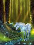  absurd_res equid equine fantasy feral forest hi_res horse male mammal solo tree 