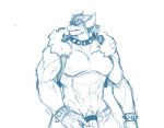  2020 accessory agitype01 anthro bowser bracelet clothing cock_ring collar digital_media_(artwork) genitals hair hi_res horn humanoid_genitalia humanoid_penis jewelry koopa male mario_bros monochrome mostly_nude muscular muscular_anthro muscular_male nintendo nipples penis penis_accessory penis_jewelry pubes scalie simple_background sketch solo spikes vein video_games white_background 