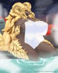  4:5 anthro big_breasts breasts capcom curvy_figure dragon elder_dragon female hi_res horn huge_breasts kulve_taroth looking_at_viewer metaljaw75 monster_hunter nipples non-mammal_breasts smile solo towel video_games voluptuous water 