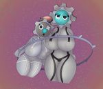  2020 anthro big_breasts breasts digital_media_(artwork) duo female female/female gazaster gears genitals grey_body hi_res klinklang looking_at_viewer nintendo nipples nude open_mouth pok&eacute;mon pok&eacute;mon_(species) pussy short_stack simple_background smile thick_thighs video_games wide_hips 