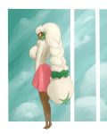  4:5 amber_eyes big_breasts breasts digital_media_(artwork) female hair hi_res humanoid kaboozle long_hair nintendo pok&eacute;mon pok&eacute;mon_(species) shy solo video_games whimsicott whitney 