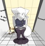  2020 absurd_res annoyed anthro bathroom biped bittersweet_candy_bowl blue_eyes bottomwear breasts clothed clothing digital_media_(artwork) domestic_cat english_text feces felid feline felis female footwear fur grey_clothing grey_panties grey_underwear hi_res implied_scat legwear lucy_(bcb) mammal notmypornaccount panties pants_around_ankles pants_down partially_clothed pooping school_uniform shoes sitting skirt solo sweater teenager text thigh_highs toilet toilet_use topwear underwear uniform webcomic white_body white_fur young 