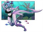  2020 4_toes 5_fingers anthro digital_media_(artwork) female fingers fish marine midriff navel open_mouth purple_eyes rayley shark solo_focus teeth toes tongue 