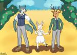  anime antelope anthro beastars bovid canid canine canis female group haru_(beastars) hi_res kuma-arts lagomorph legoshi_(beastars) leporid louis_(beastars) male male/female male/male mammal rabbit wolf 