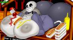  16:9 big_breasts big_butt breasts butt crossgender female food hi_res hot_dog human humanoid ketchup mammal mtf_crossgender mustard nobody147 sans_(undertale) solo undertale video_games widescreen 