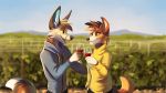  16:9 2020 alcohol anthro beverage duo eye_contact female fur glass looking_at_another male multyashka-sweet open_mouth scenery vineyard widescreen wine wine_glass 