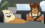  anthro brown_body brown_fur brown_hair calliecho car comic driving eevee emery(p_and_e) female fur groucho_glasses hair humanoid humor mammal nintendo pok&eacute;mon pok&eacute;mon_(species) pok&eacute;morph purple_eyes solo tan_body tan_fur vehicle video_games 